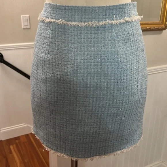 Generation Love Nessa Contrast Tweed Skirt French Blue Cream NWT - Picture 7 of 12
